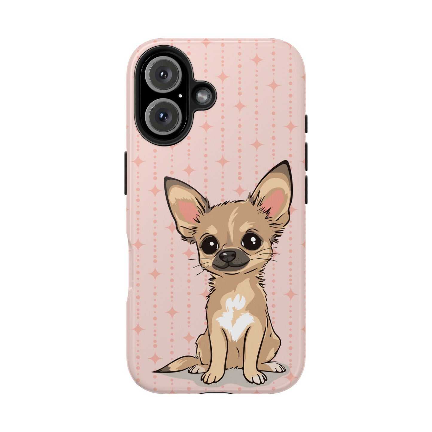 Tan Chihuahua Puppy Dog Phone Case, Tough Phone Cases Pet Dogs Retro Pink Pattern