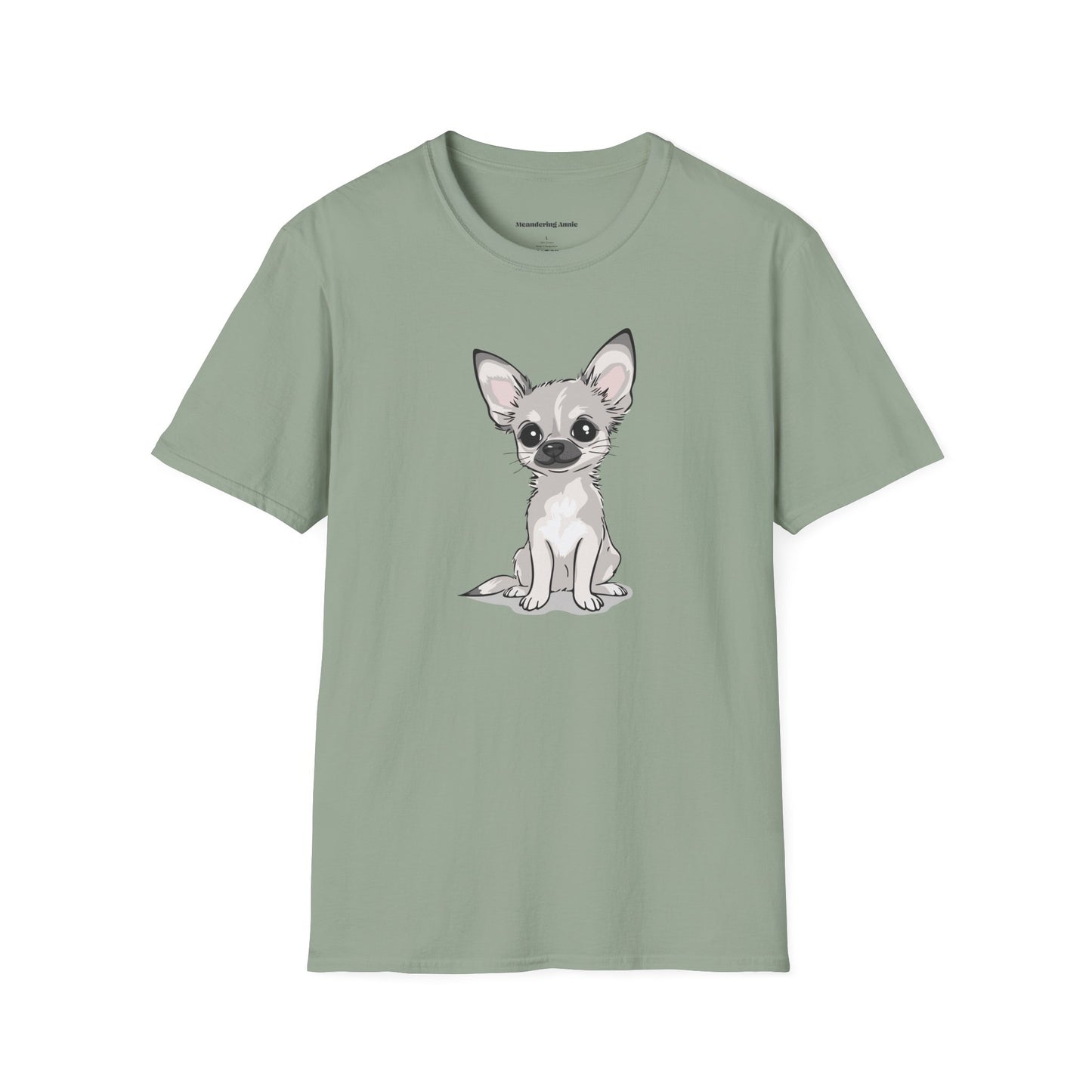 White Chihuahua Puppy Dog T-Shirt - Mens Womens Unisex Cotton Chihuahuas Dogs Pet Short Sleeve Tee Puppies Design Shirts