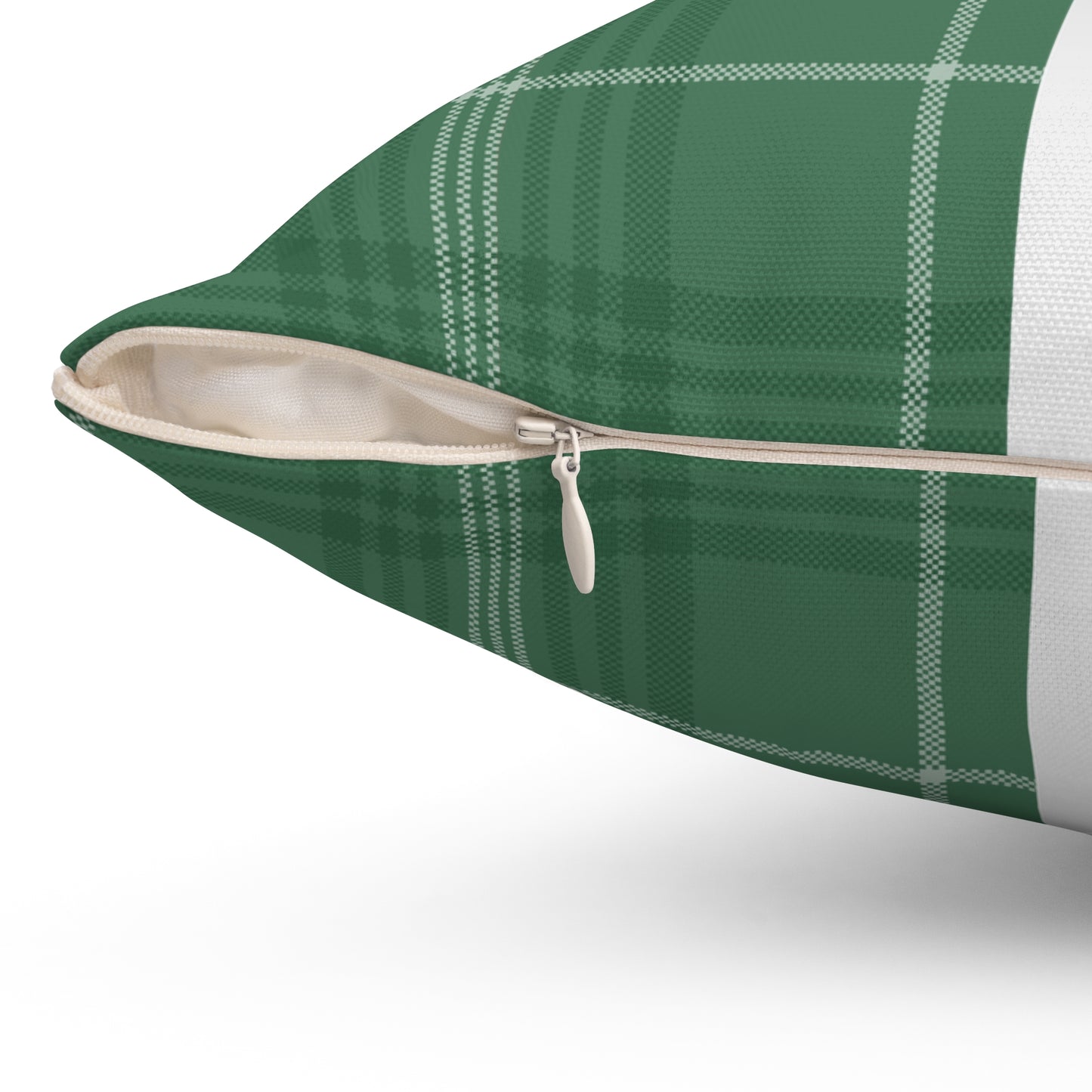 Holiday Gift Throw Pillow, White Bow on Green Plaid Wrapped Present Pillows, Christmas Home Decor Xmas Decorations