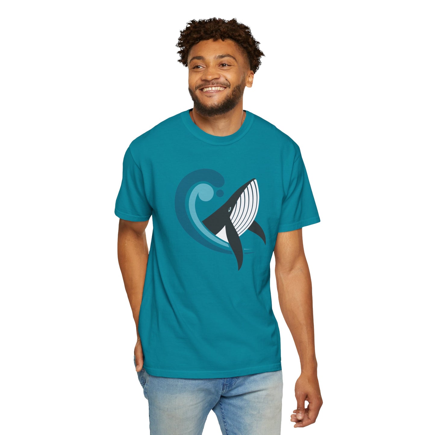 Majestic Whale T-shirt Unisex Mens Womens Garment-Dyed Tee with Sea Animal Whale rint