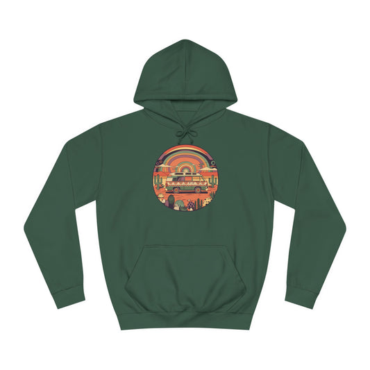 Roadtrippin' In The Desert - Trippy Vanlife Nomad Van Travel Hoodie - Unisex Mens Womens Trippy Hooded Sweatshirt