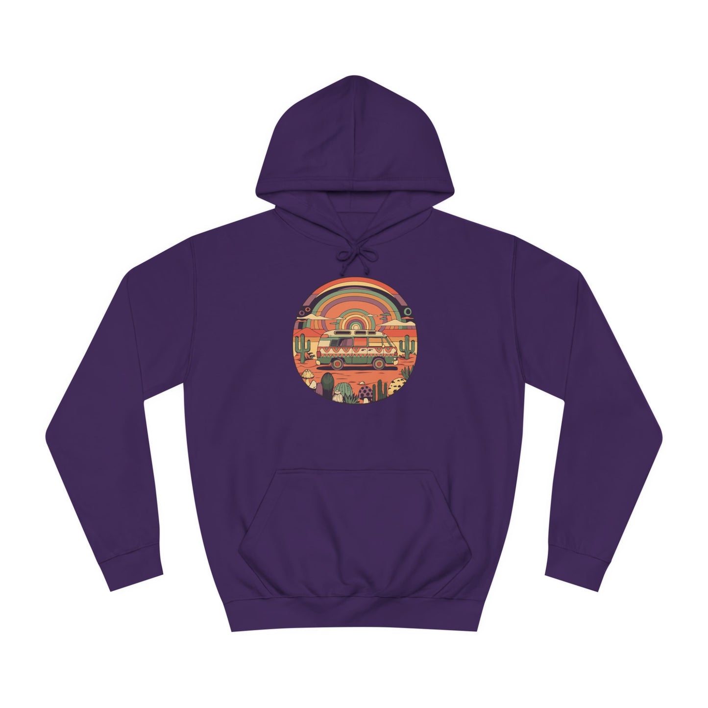 Roadtrippin' In The Desert - Trippy Vanlife Nomad Van Travel Hoodie - Unisex Mens Womens Trippy Hooded Sweatshirt