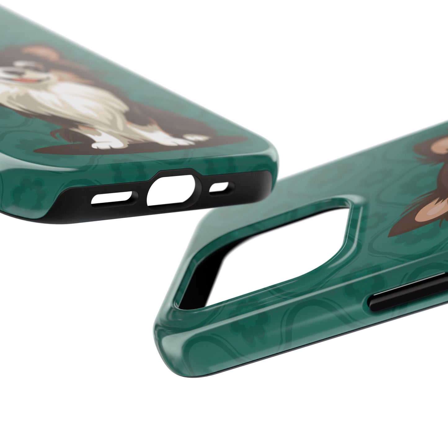Long Haired Chihuahua Dog Phone Case, Tough Phone Cases Pet Dogs Teal Pattern
