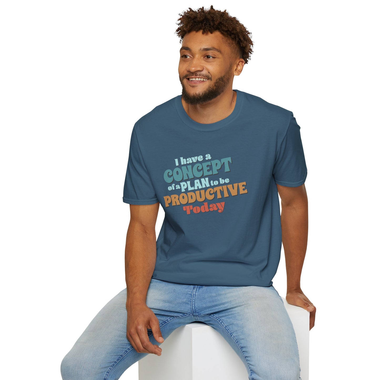 I Have A Concept Of A Plan To Be Productive Today Cotton T-Shirt, Unisex Mens Womens Short Sleeve Graphic Tee