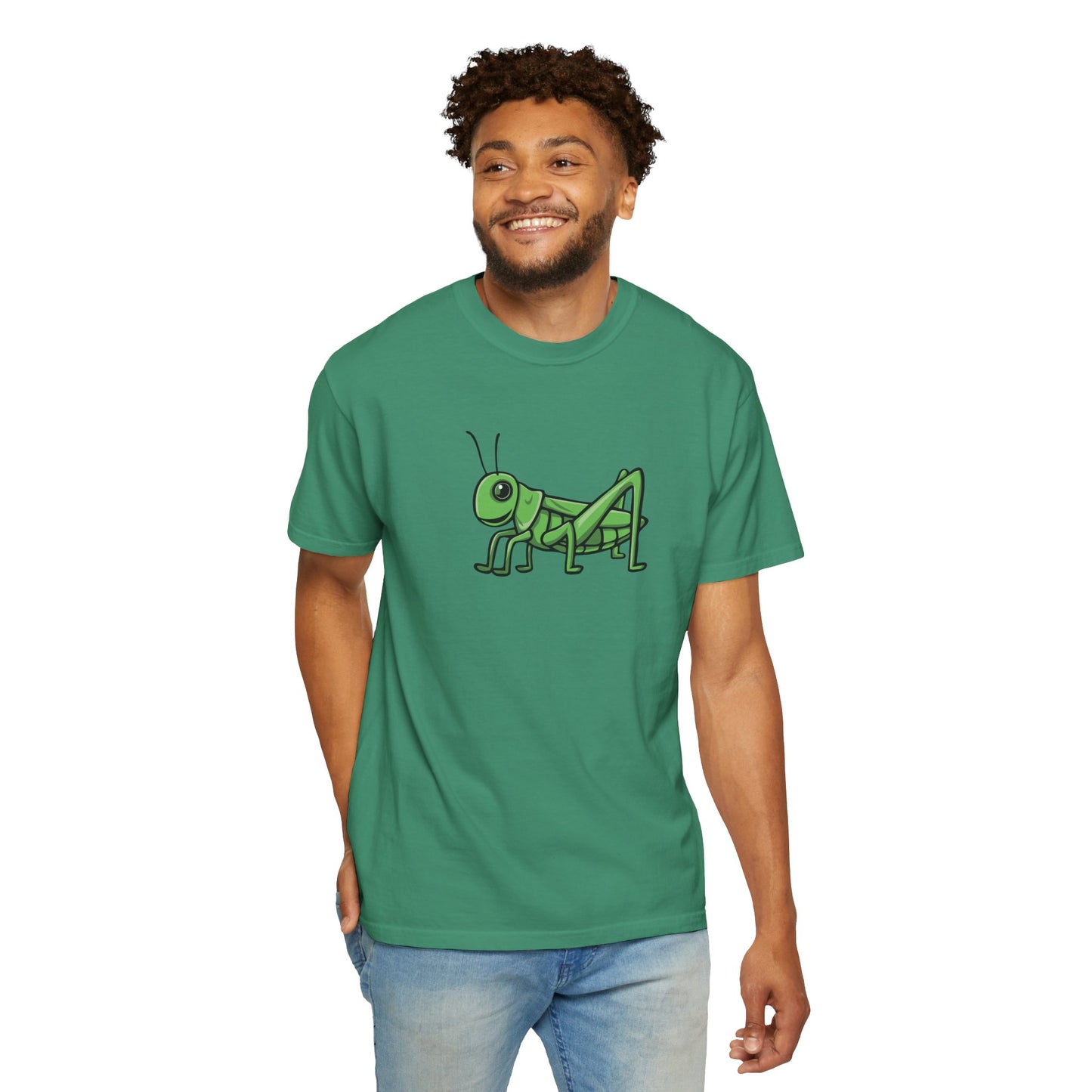 Grasshopper T-shirt Unisex Garment-Dyed Tee with Grass Hopper Bug Insect Print Mens Womens Tshirt