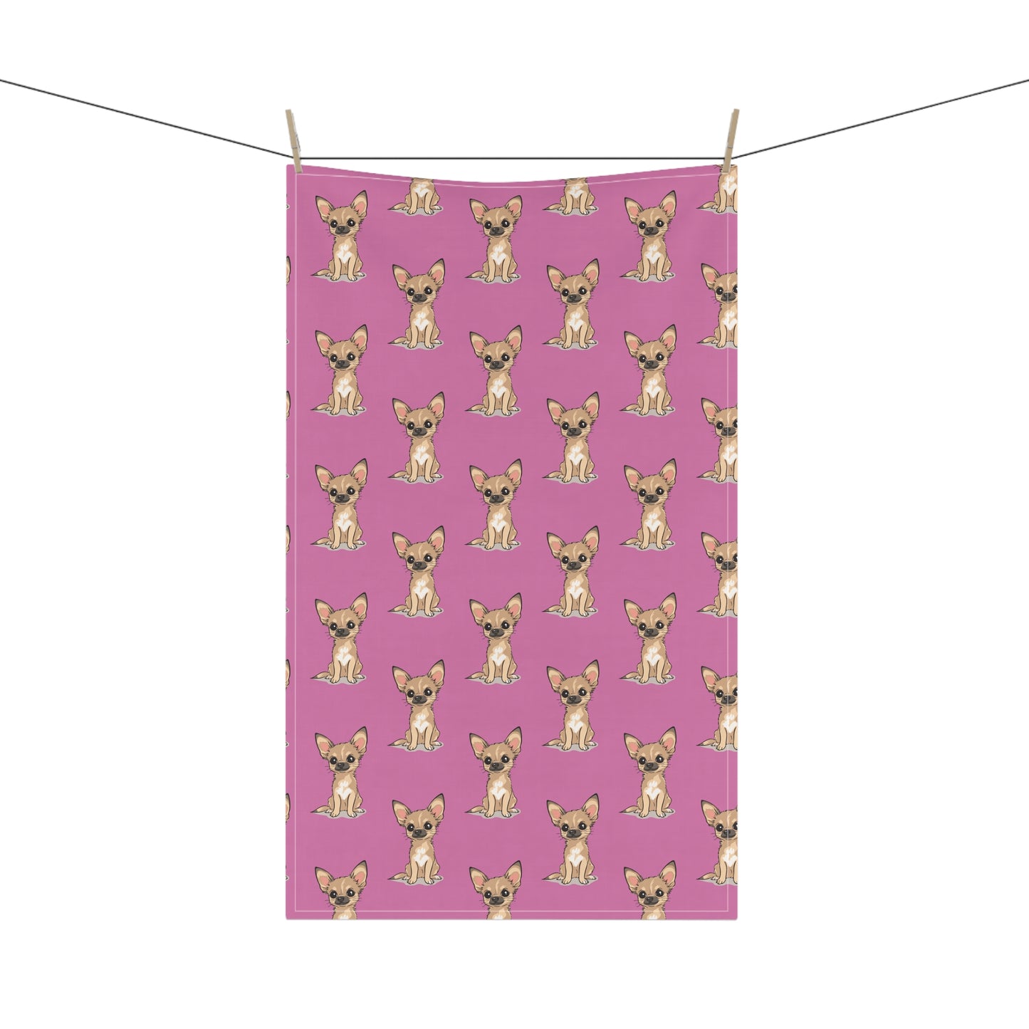 Pink Chihuahua Puppy Dogs Tea Towel, Cute Kitchen Hand Towels Decor, Dog Lover Gift, Home Accessories Gifts