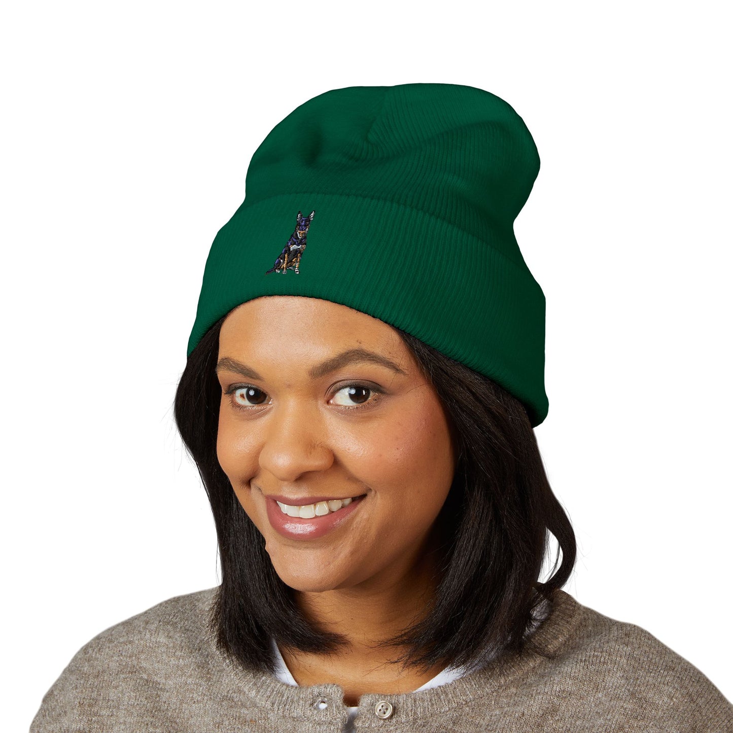 Buddy Embroidered German Shepherd Cuffed Beanie, Dog Lover Knit Hat, Winter Accessories Cap, Pet Owner Gifts, Cozy Beanies