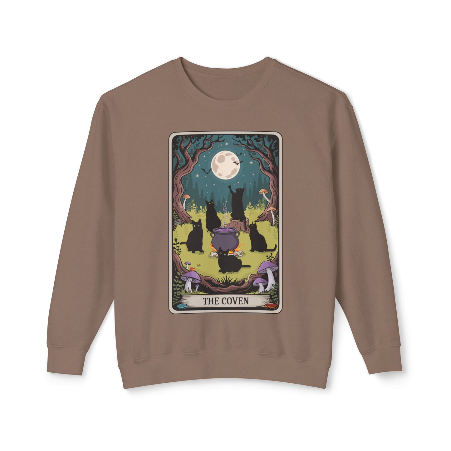 Tarot Card The Coven Witchy Black Cats Crewneck Sweatshirt, Magic Goth Halloween Top, Wicca Cat Lover Gift, Occult Witchcraft Sweatshirts