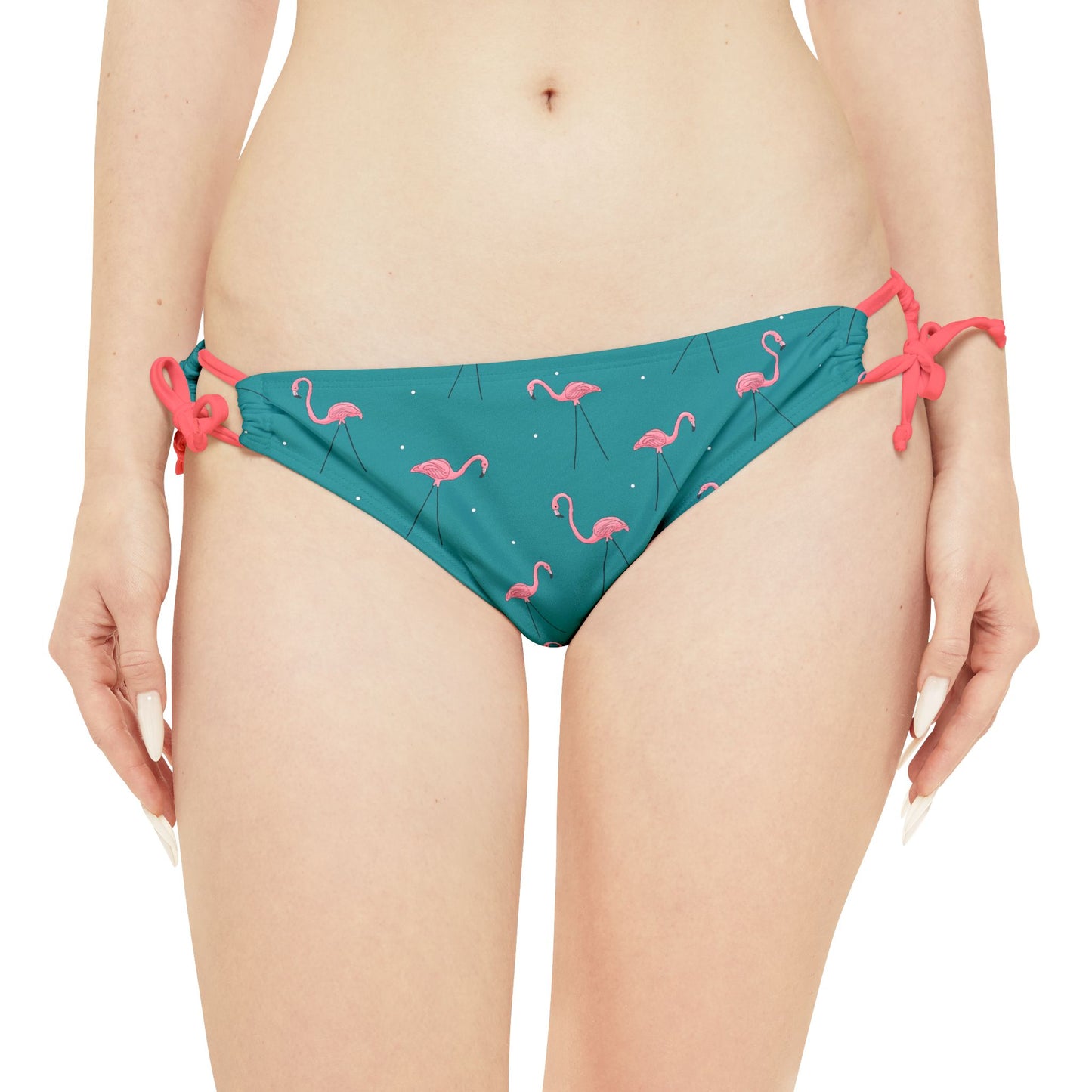 Pink Plastic Flamingos Teal Bikini 2 Piece Swimsuit Set - Womens Lawn Flamingo Bikini