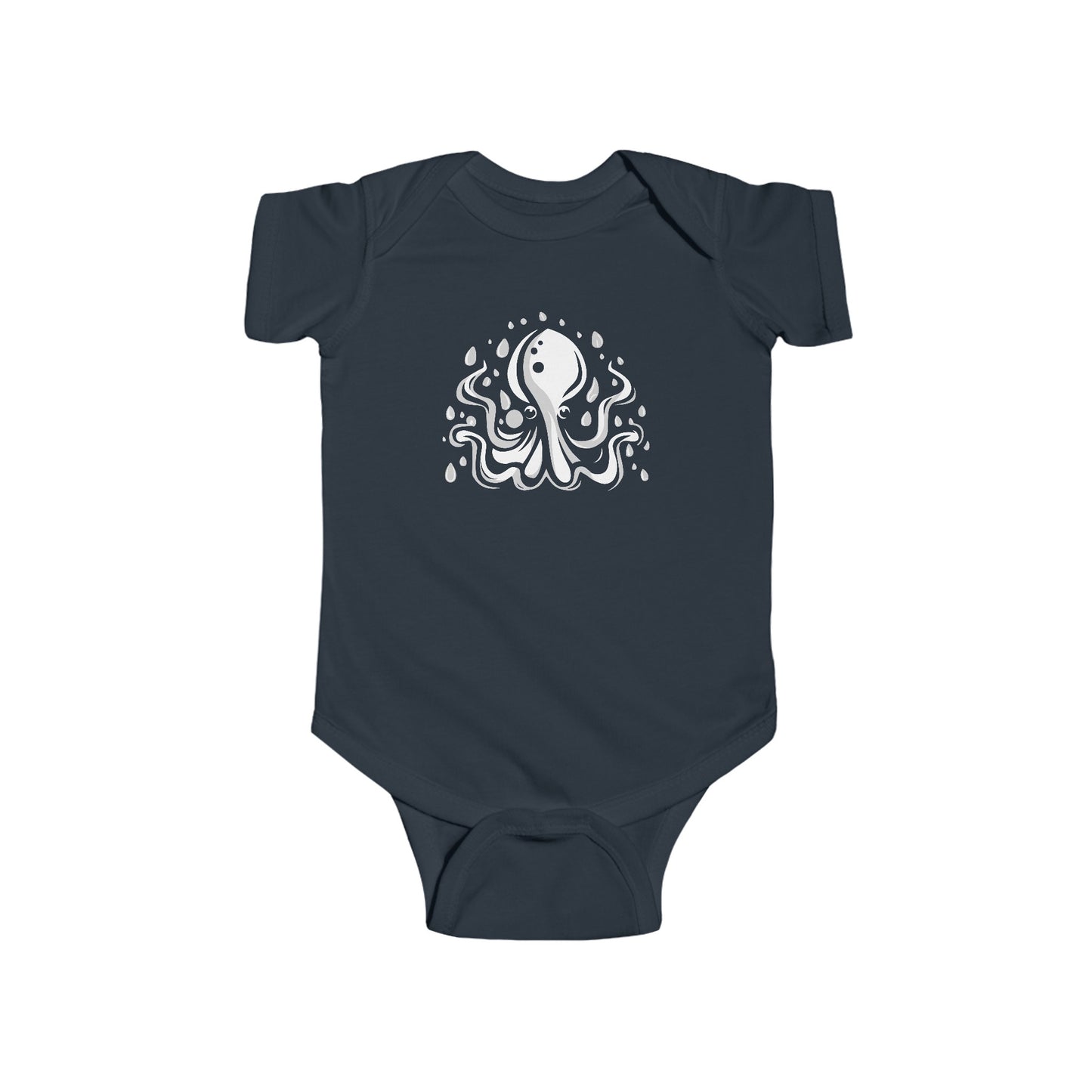 Elusive Octopus Baby One Piece Infant Fine Jersey Cotton Bodysuit with Cool Sea Animal Octopus Print