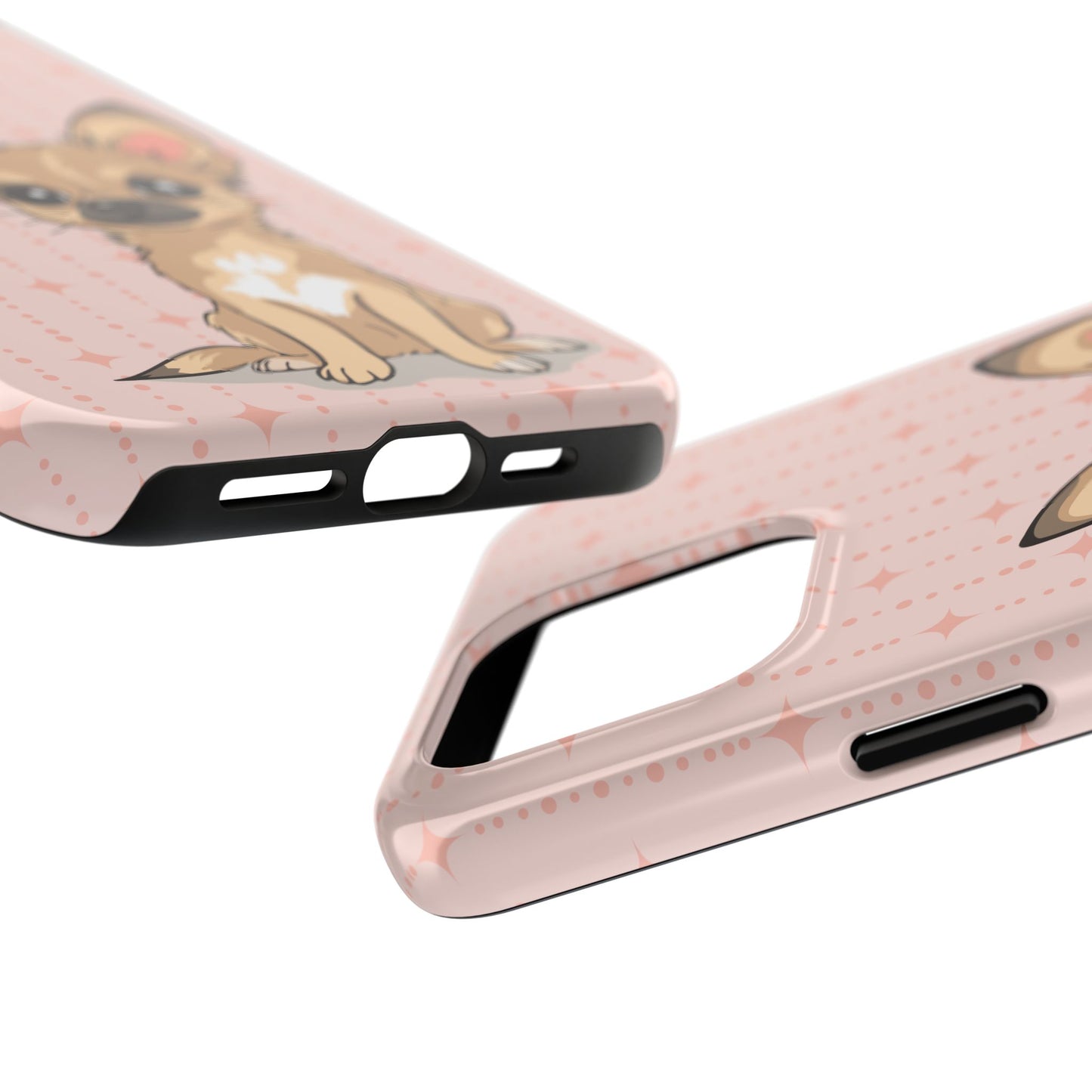 Tan Chihuahua Puppy Dog Phone Case, Tough Phone Cases Pet Dogs Retro Pink Pattern