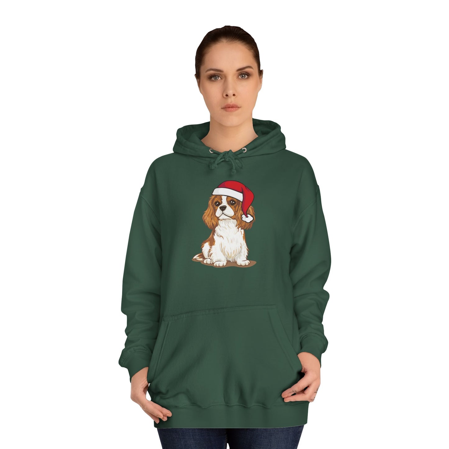 Cavalier King Charles Spaniel Dog Holiday Hoodie, Family Christmas Gift, Pet Lover Pullover Hooded Sweatshirt, Xmas Santa Dogs Apparel