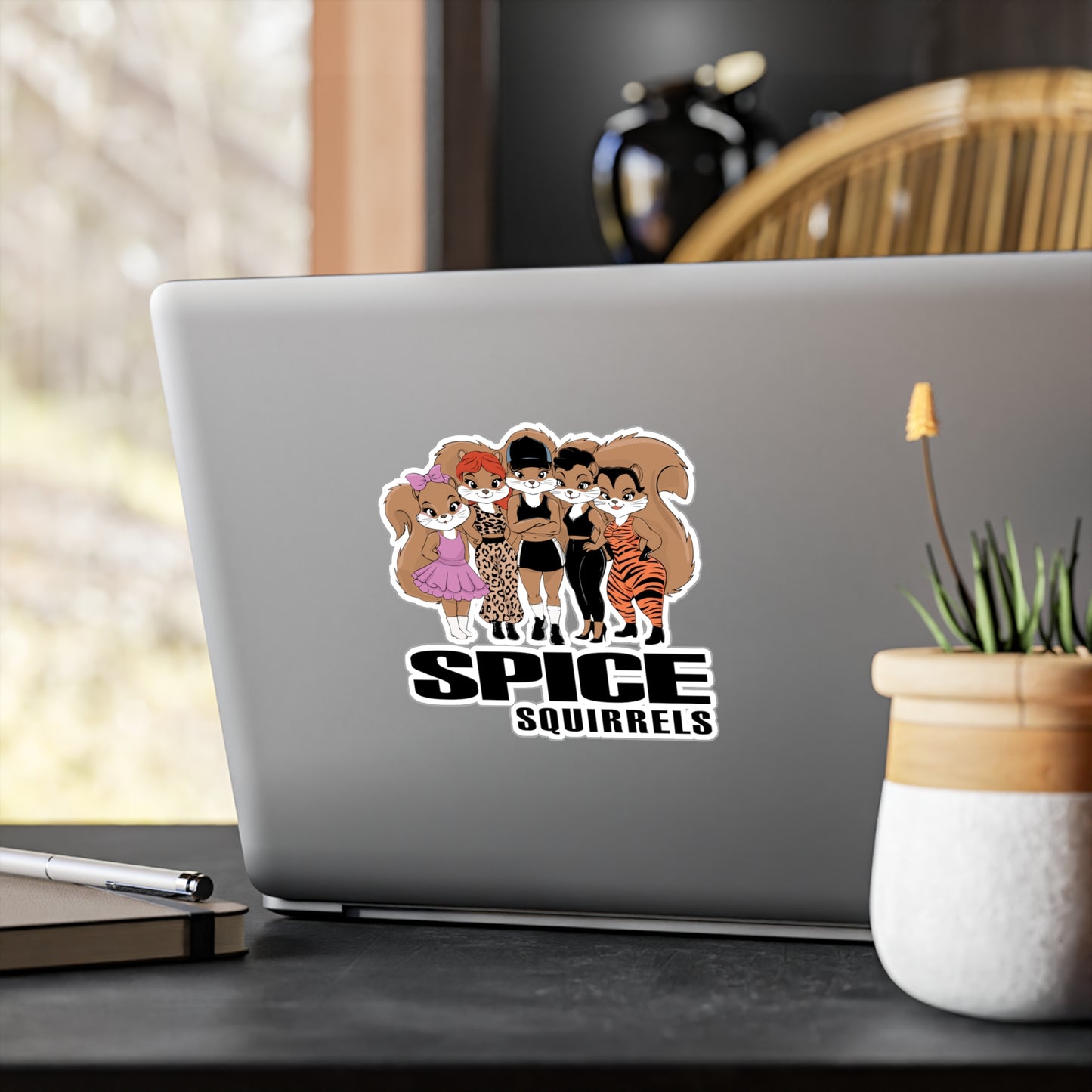 Spice Squirrels Vinyl Sticker Kiss-Cut Vinyl Decals with Funny 90's Pop Group Parody Squirrel Design