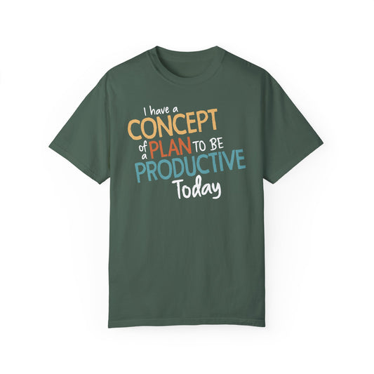 I Have A Concept Of A Plan To Be Productive Today Cotton T-Shirt, Unisex Mens Womens Short Sleeve Funny Tee