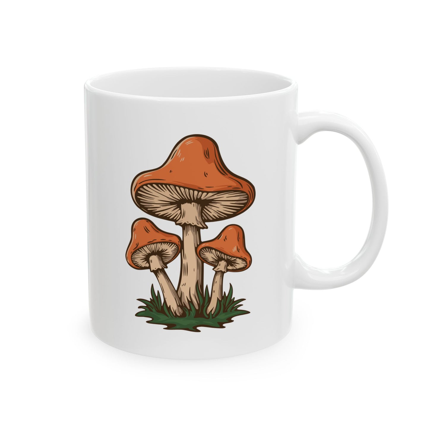 Retro Mushroom Ceramic Coffee Tea Mug 11oz or 15oz Size 70s Mushroom Print, Kitchen Drinkware Shroom Mugs