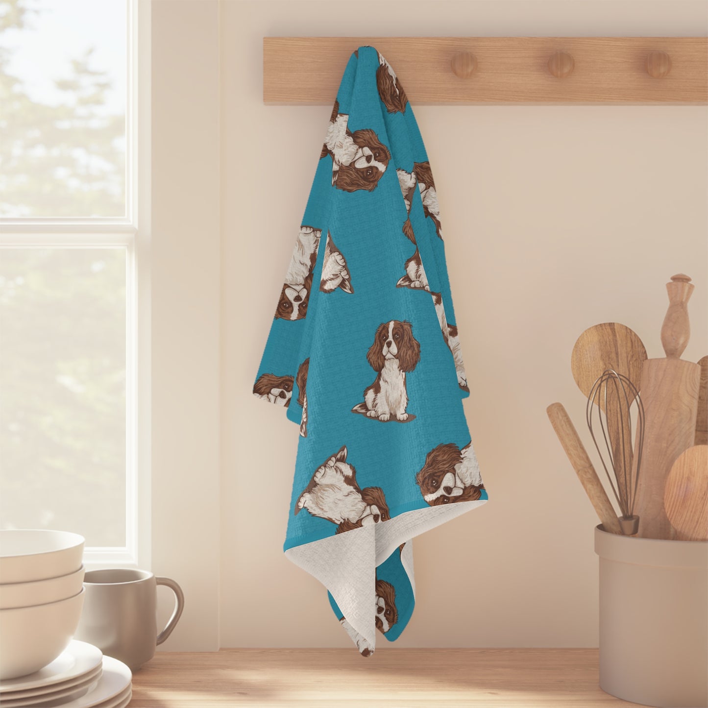 Blenheim Cavalier King Charles Spaniel Dog Microfiber Tea Towel Kitchen Red Hand Towels Pet Dogs Cavaliers Puppy Print Home Decor Gifts