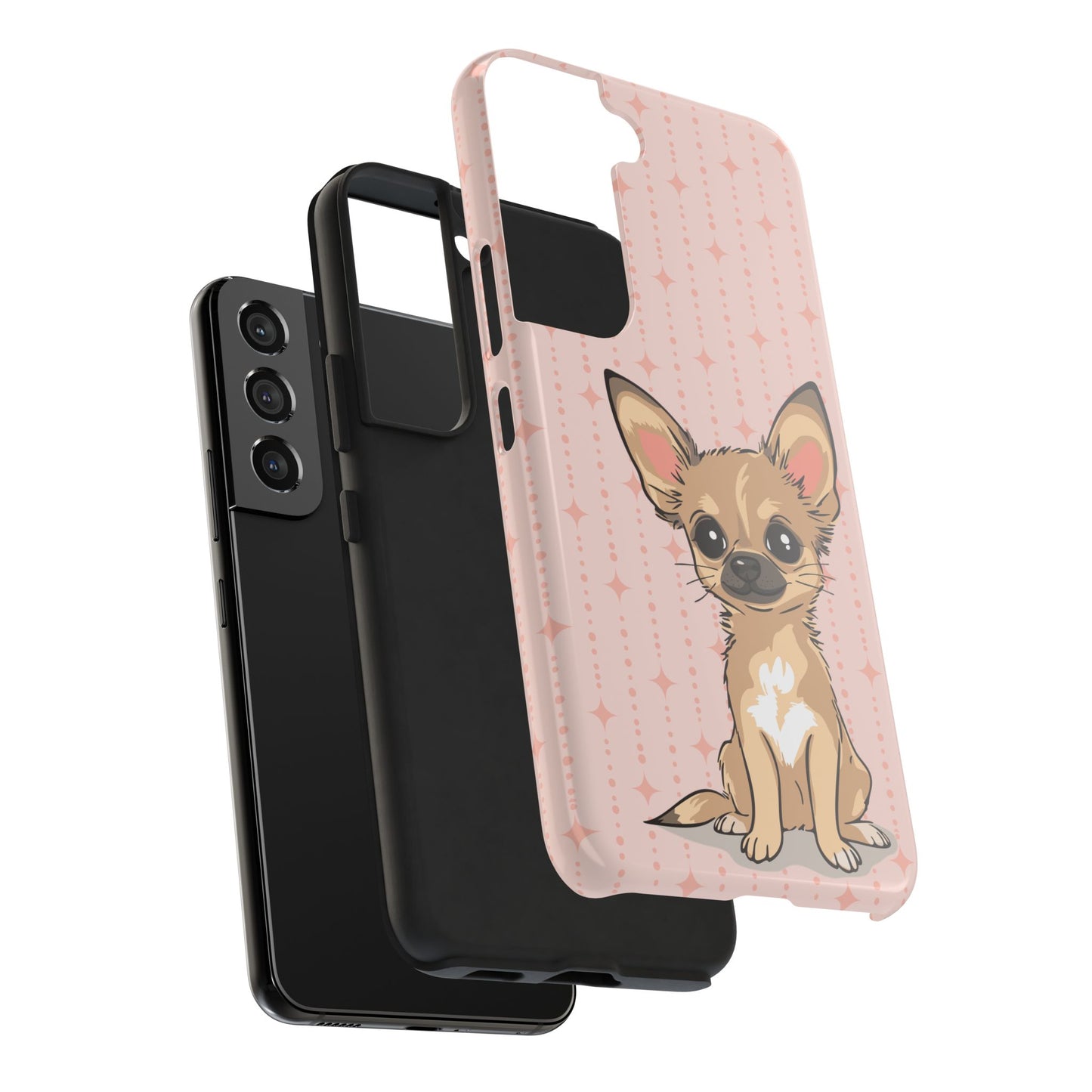 Tan Chihuahua Puppy Dog Phone Case, Tough Phone Cases Pet Dogs Retro Pink Pattern