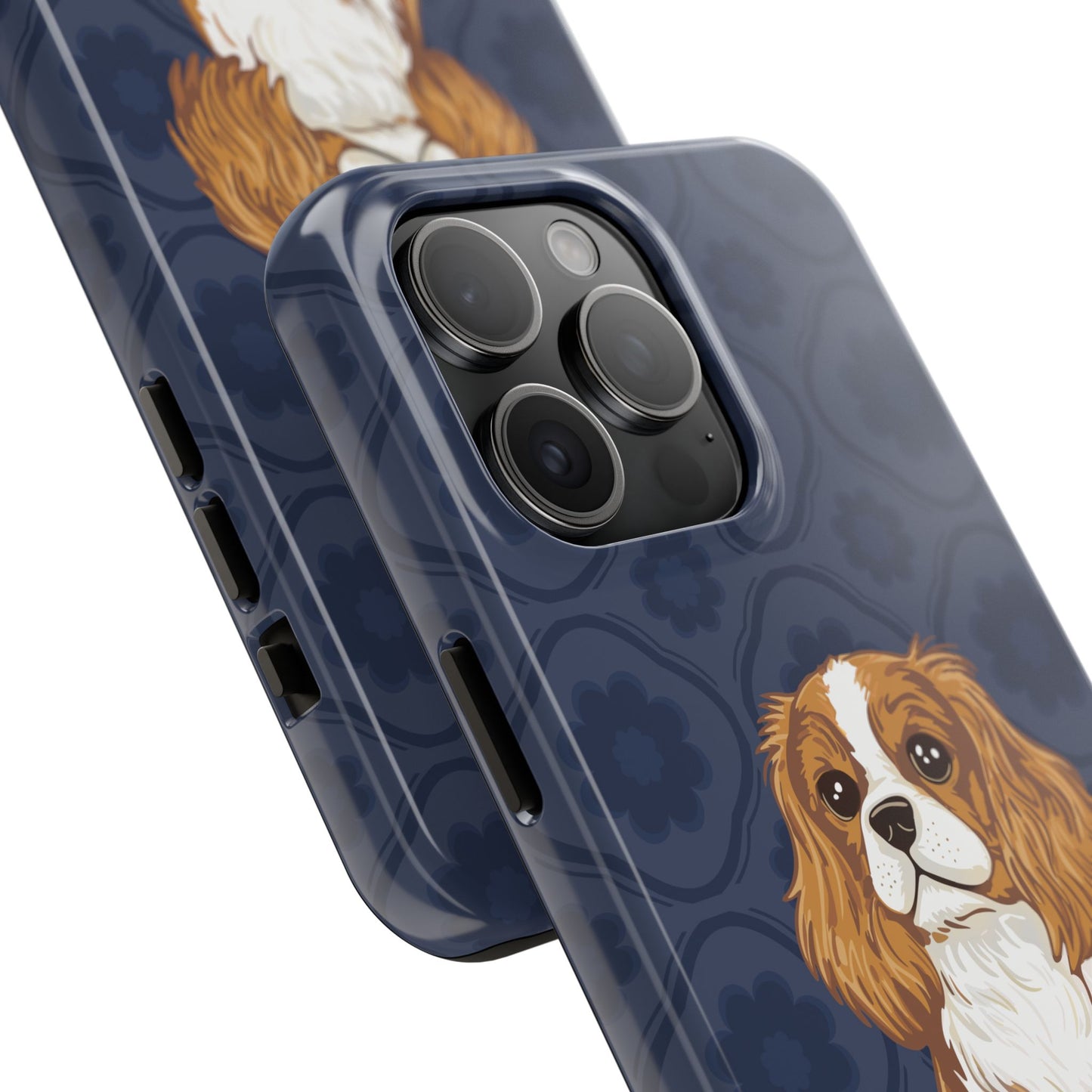 Cavalier King Charles Spaniel Dog Phone Case, Tough Phone Cases Pet Dogs Blue Pattern
