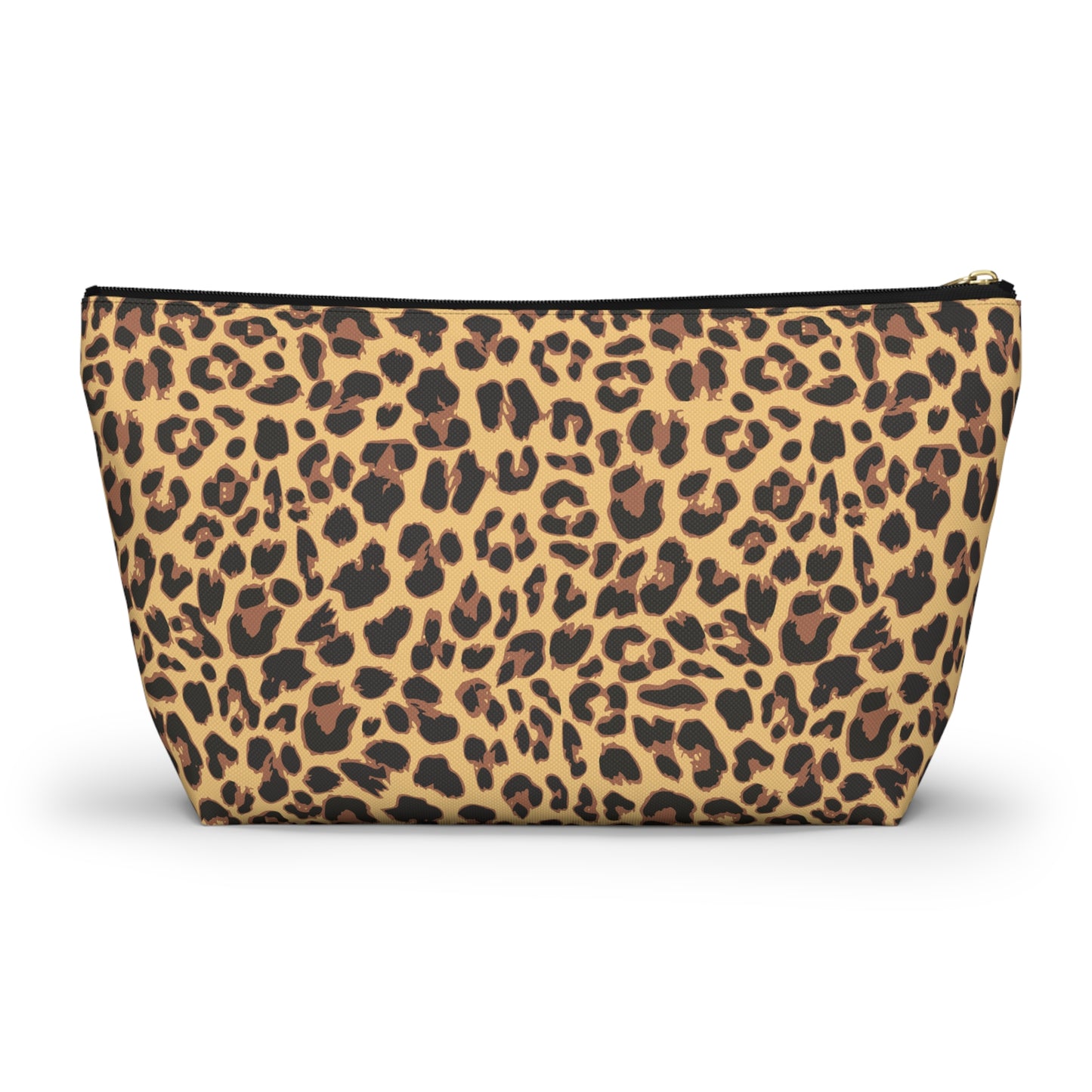 Leopard Print Makeup Bag | Cheetah Animal Print T-Bottom Cosmetics Accessory Pouch, Zip Up Travel Case