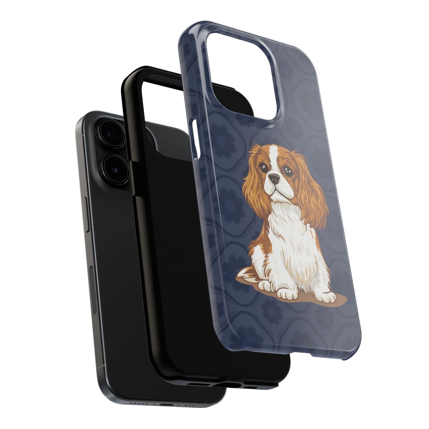 Cavalier King Charles Spaniel Dog Phone Case, Tough Phone Cases Pet Dogs Blue Pattern