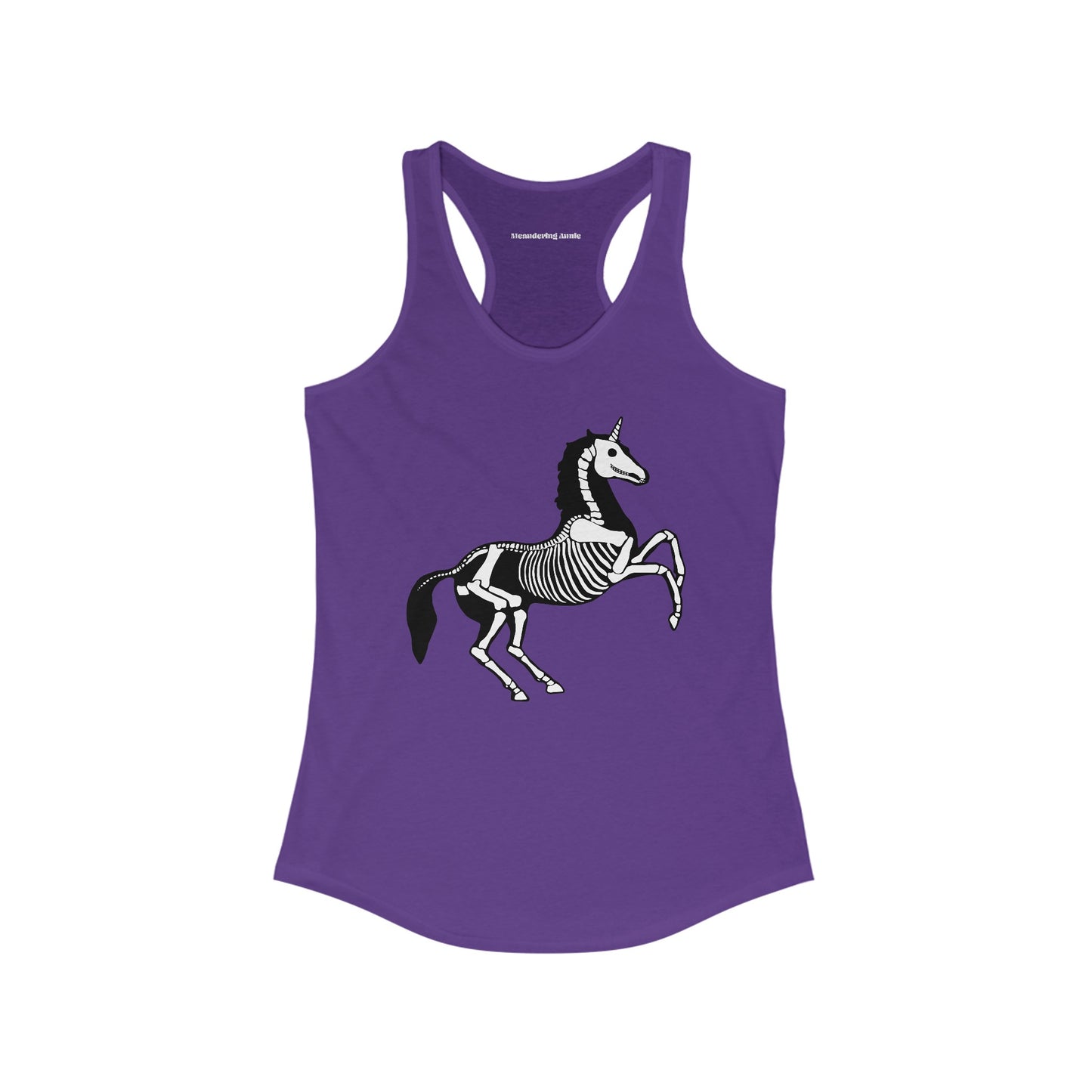 Skeleton Unicorn Women's Racerback Tank Top with Halloween Gothic Unicorn Skeleton Print