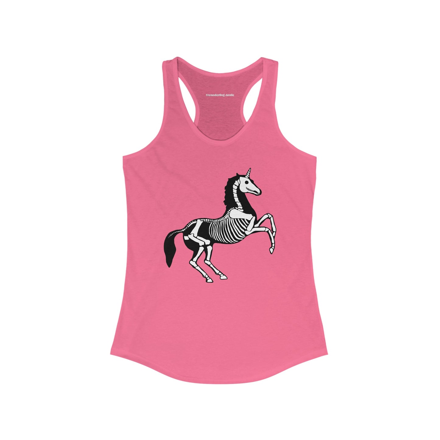 Skeleton Unicorn Women's Racerback Tank Top with Halloween Gothic Unicorn Skeleton Print