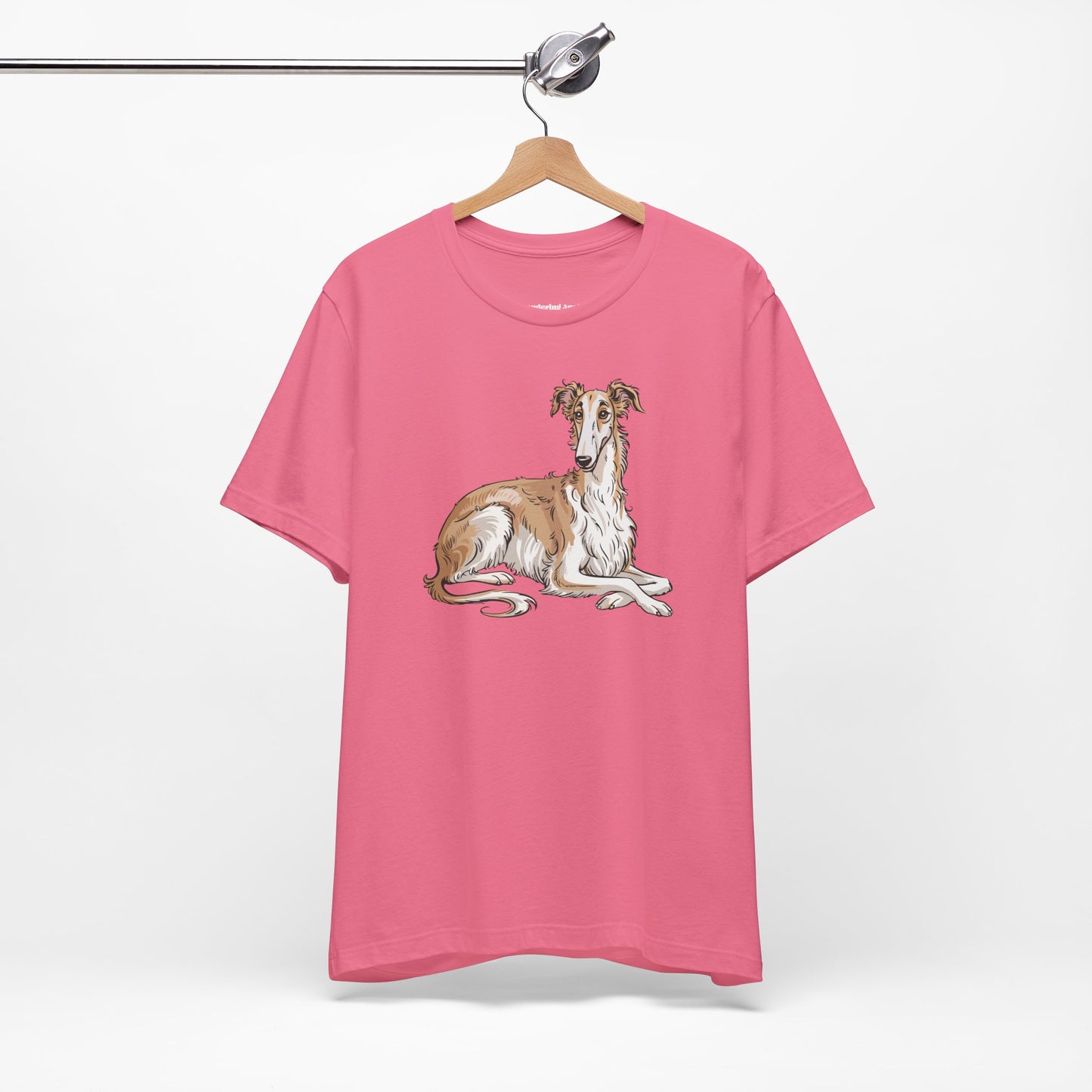 Borzoi Dog Tee | Russuan Hunting Sighthound Dogs Illustration T-Shirt, Cotton Pet Owner Apparel Unisex Shirts