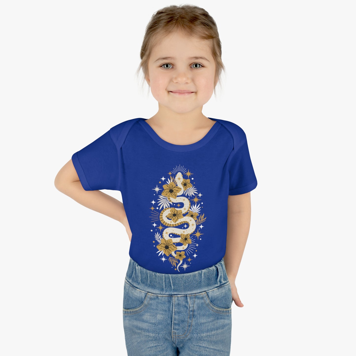 Mystic Golden Snake Baby One Piece Boho Infant Baby Rib Bodysuit Boys Girls Short Sleeve Romper Cotton Clothes for Babies