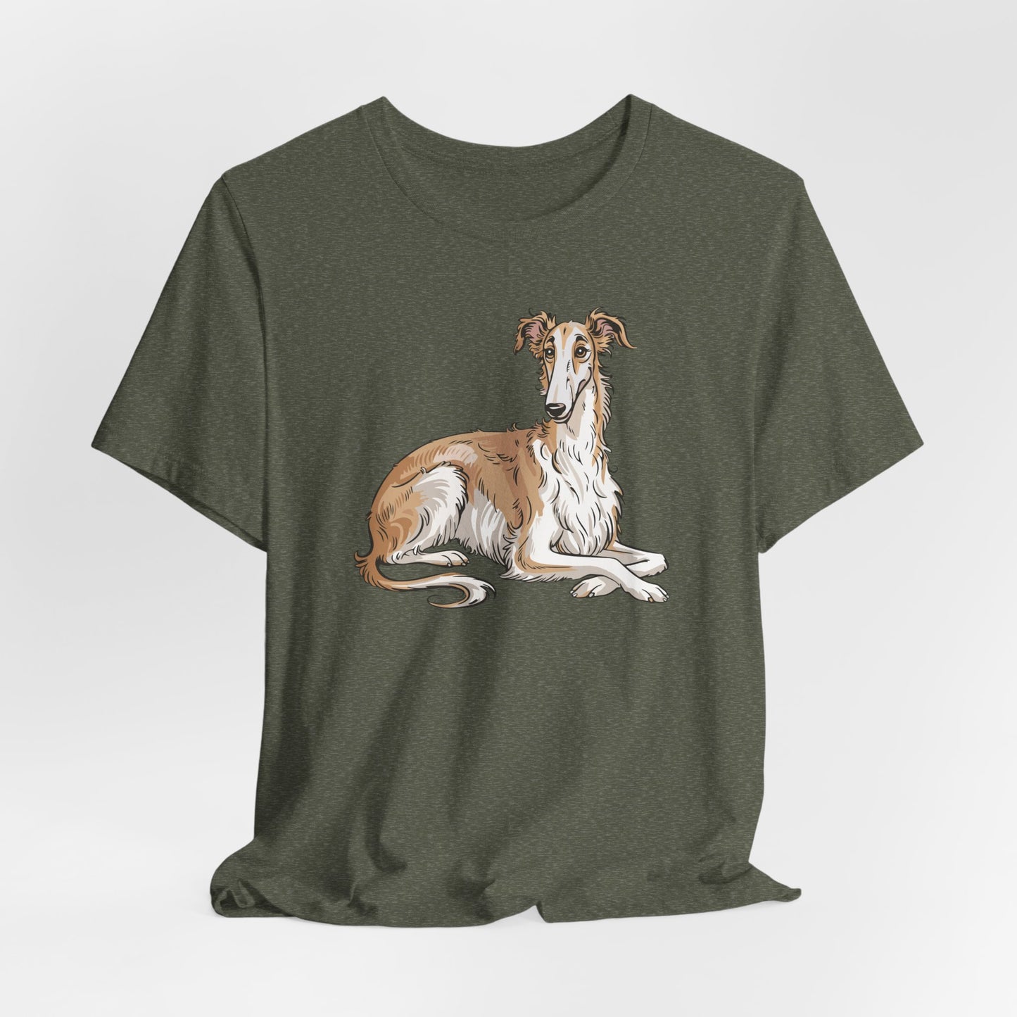 Borzoi Dog Tee | Russuan Hunting Sighthound Dogs Illustration T-Shirt, Cotton Pet Owner Apparel Unisex Shirts