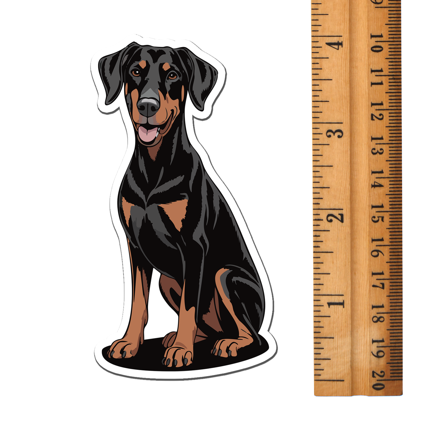 Doberman Pinscher Dog Magnet, 4" Black Brown Floppy Eared Dogs Vinyl Fridge Magnets Indoor Outdoor
