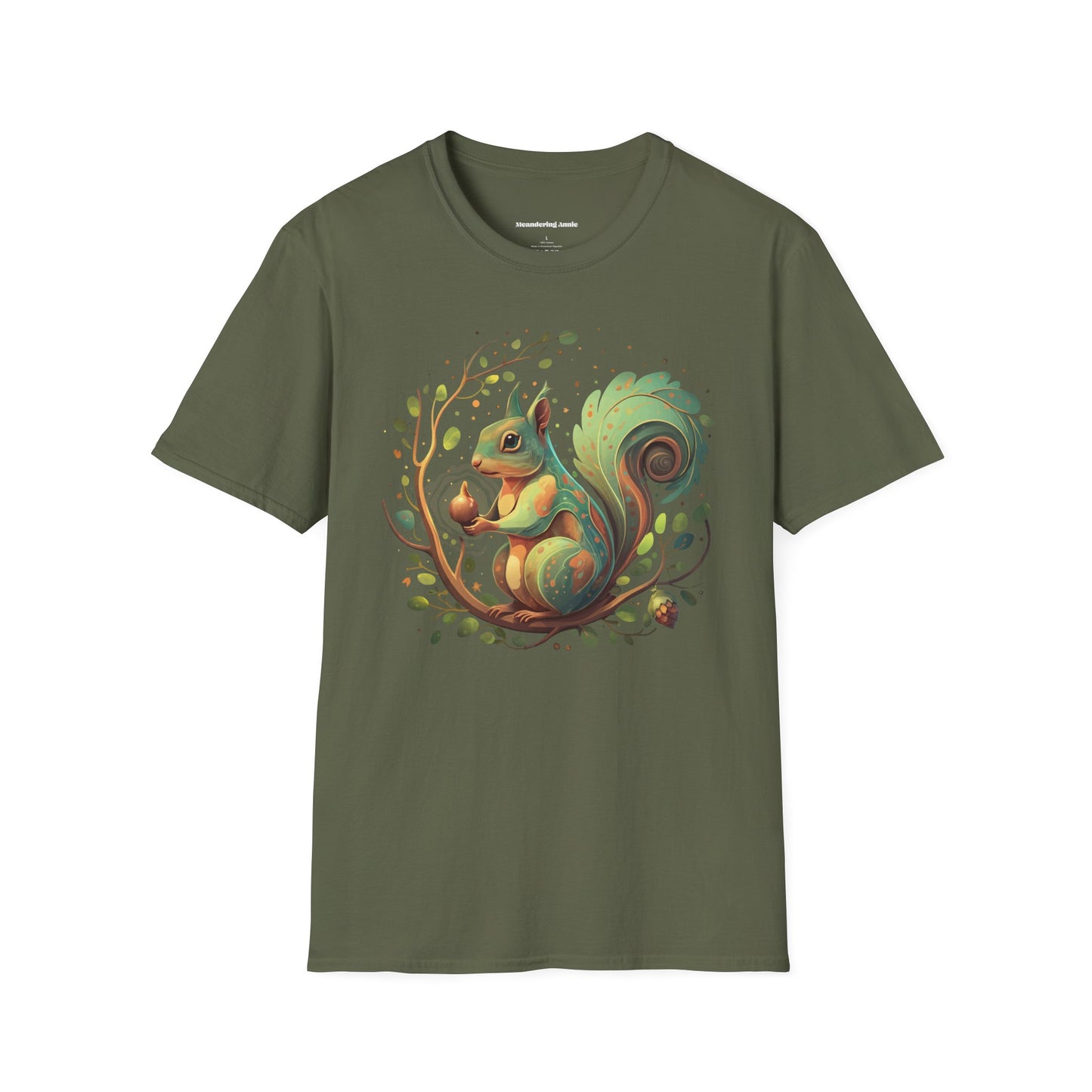 Magical Forest Squirrel Soft T-shirt Unisex Softstyle Tee Womens Mens Shirts