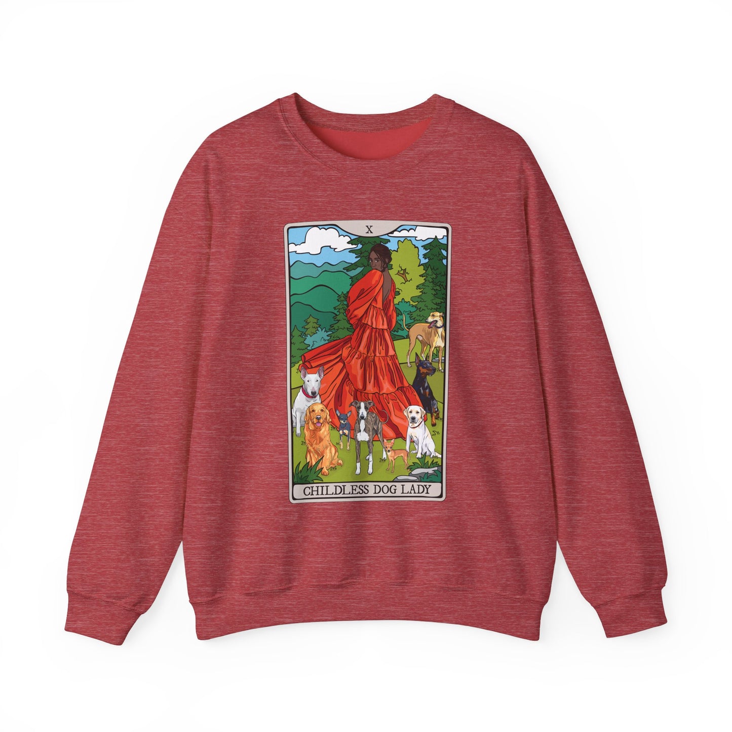 Childless Dog Lady Tarot Card Sweatshirt, Childless Women's Crewneck Sweater, Witchy Dog Lover Long Sleeve Eco-Friendly Shirt