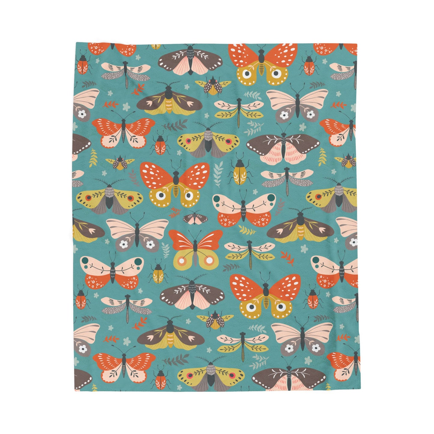 Flutter Frolic Moth, Butterfly, Dragonfly, Bugs Velveteen Plush Blanket, Thow Blankets Bedding Home Bedroom Decor