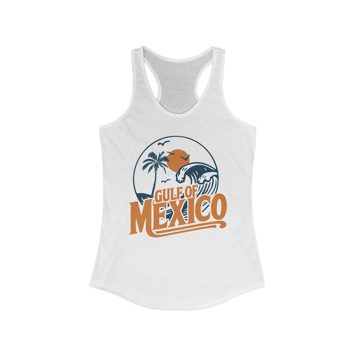Gulf of Mexico Ladies Racerback Tank Top, Retro Beachwear, Summer Style, Vacation Sleeveless Top, Travel Shirt, Gift for Ocean Lovers