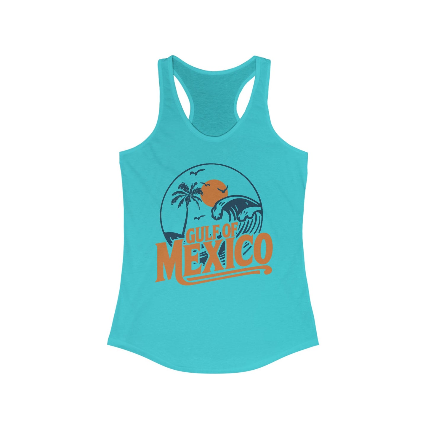 Gulf of Mexico Ladies Racerback Tank Top, Retro Beachwear, Summer Style, Vacation Sleeveless Top, Travel Shirt, Gift for Ocean Lovers
