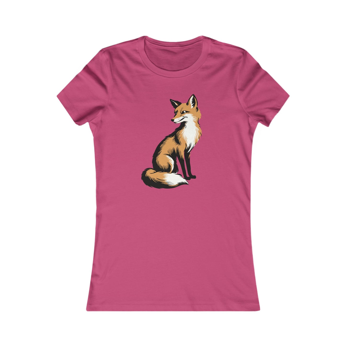 Fox Women's Fitted T-shirt Ladies Graphic Tee with Fox Art Print Forest Animal Shirts