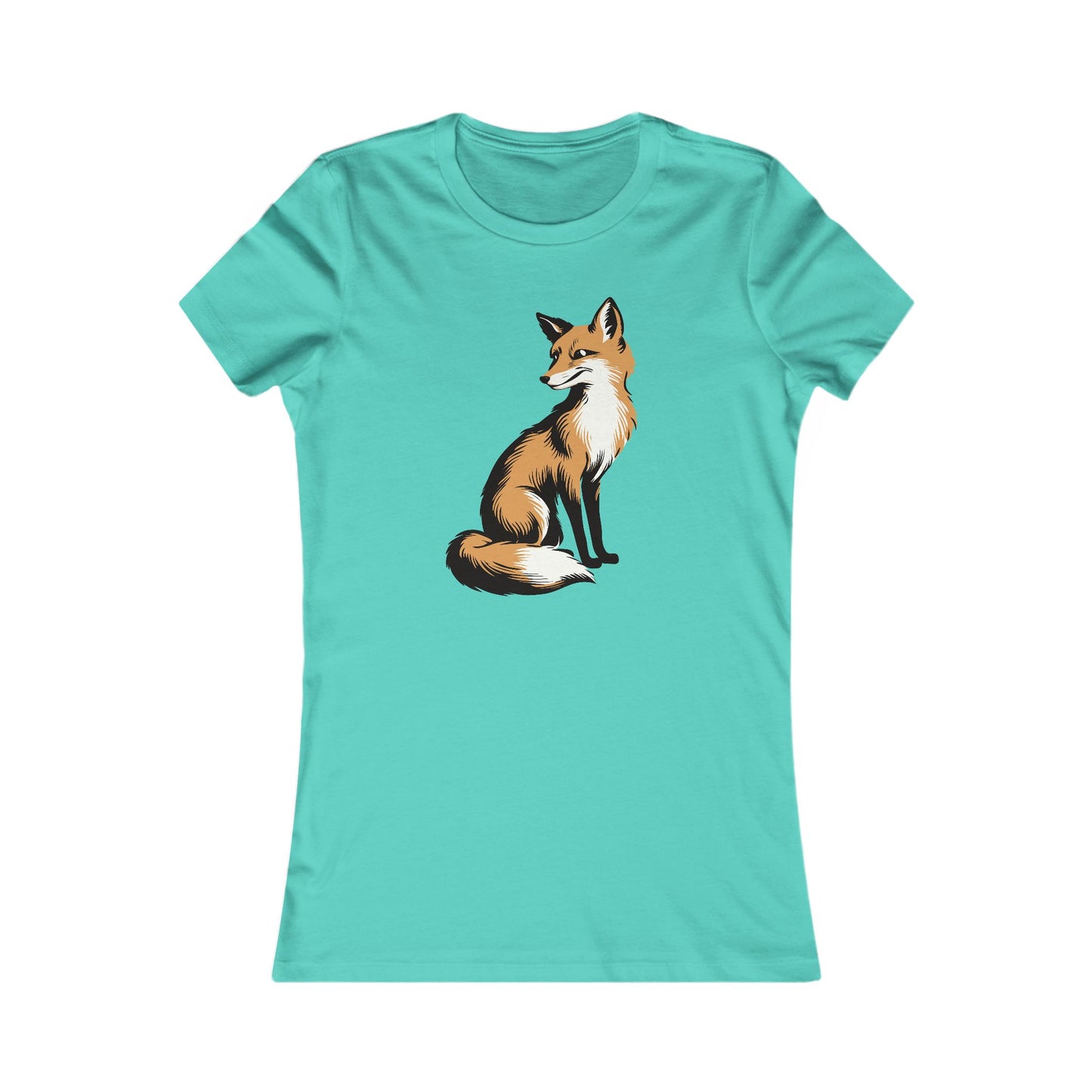 Fox Women's Fitted T-shirt Ladies Graphic Tee with Fox Art Print Forest Animal Shirts
