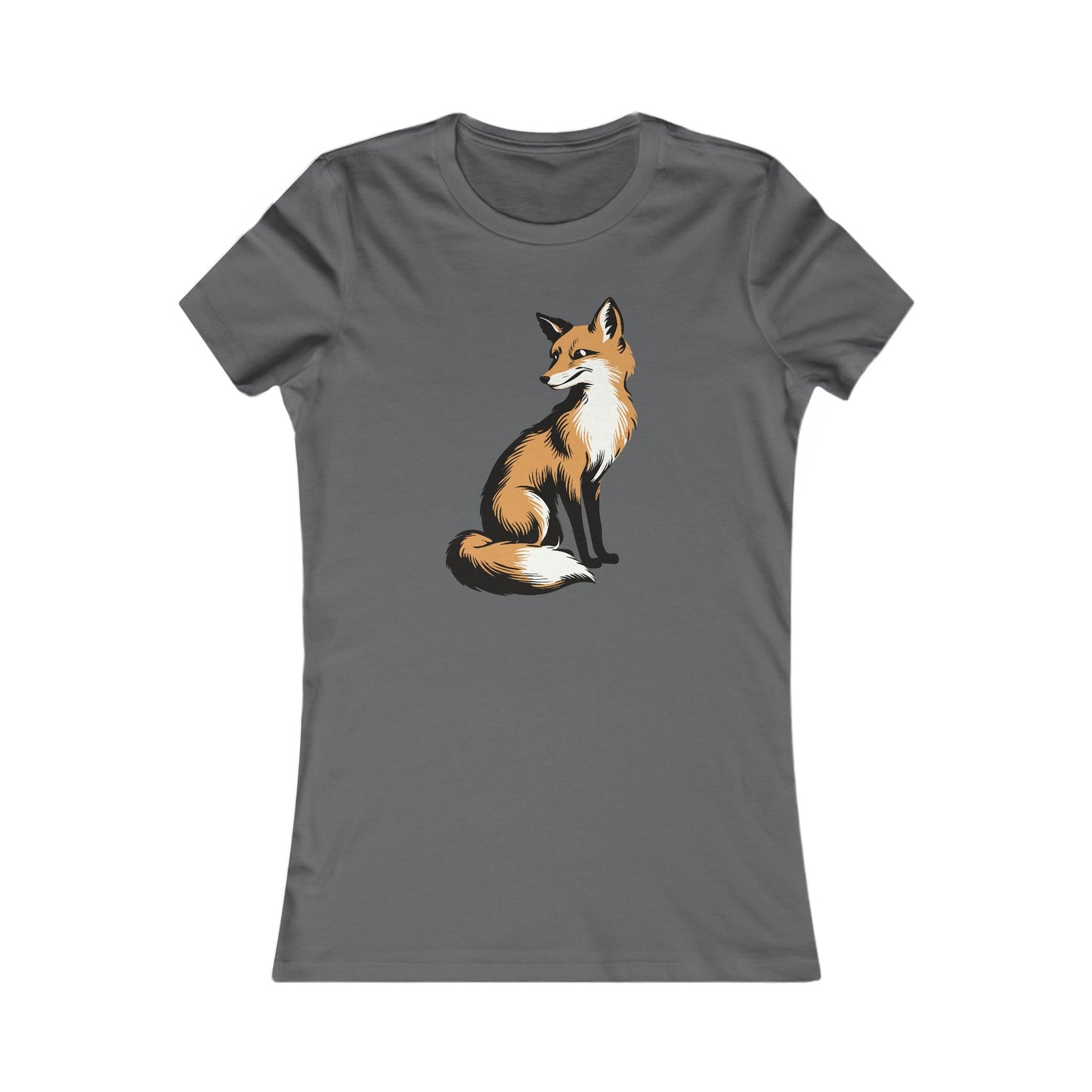 Fox Women's Fitted T-shirt Ladies Graphic Tee with Fox Art Print Forest Animal Shirts