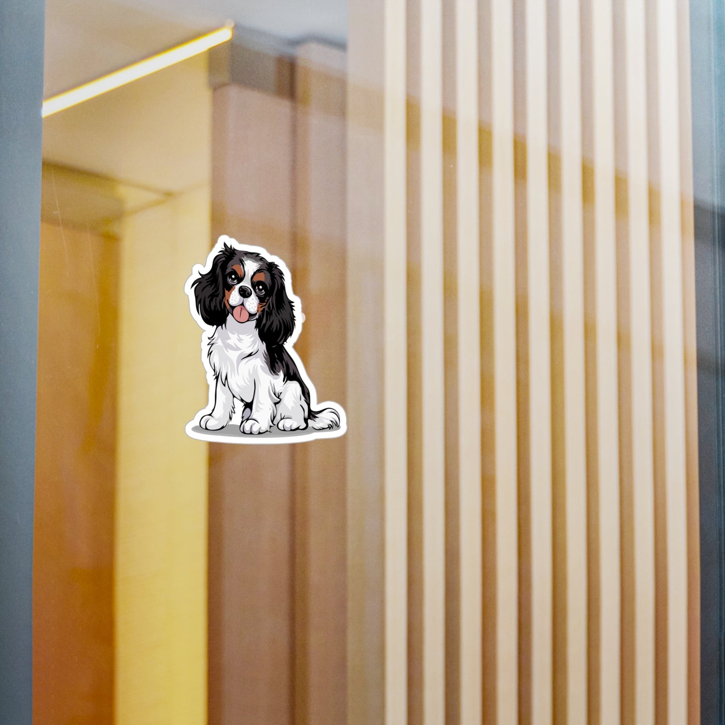 Charlie  Cavalier King Charles Spaniel Dog Vinyl Sticker Kiss-Cut Vinyl Decals with Pet Dog Cavalier Puppy Print