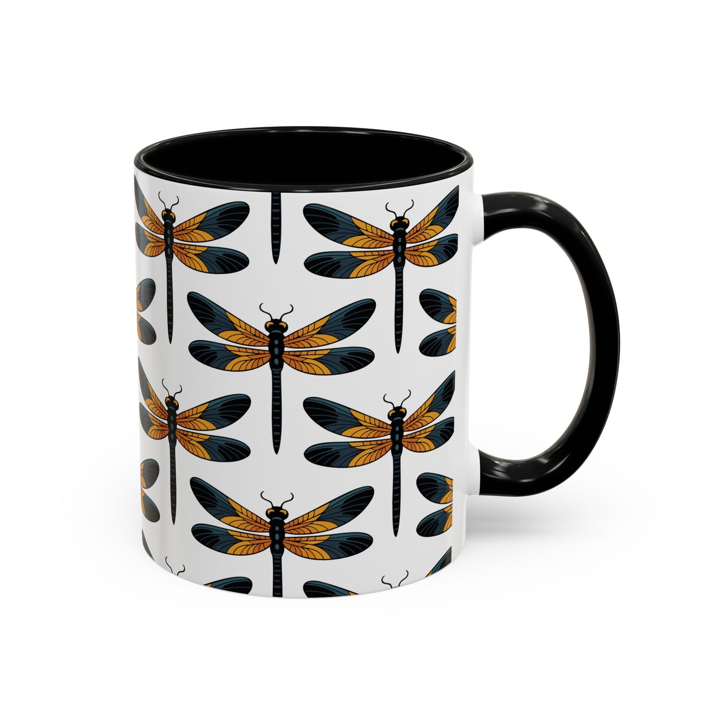 Dragonfly Pattern Coffee Mug | 11oz Ceramic Dragonflies Insect Bug Mugs, Nature Garden Kitchen Drinkware