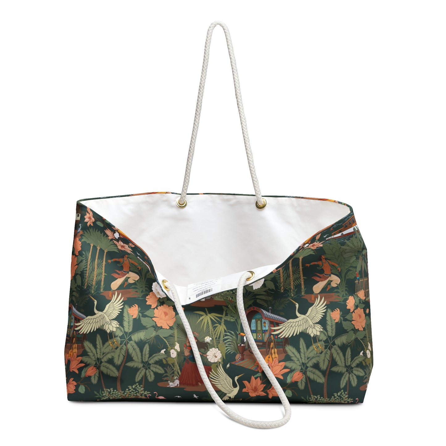 Tropical Nomad Jungle Birds Weekender Bag | Green Floral Parrots Beach Pool Travel Tote