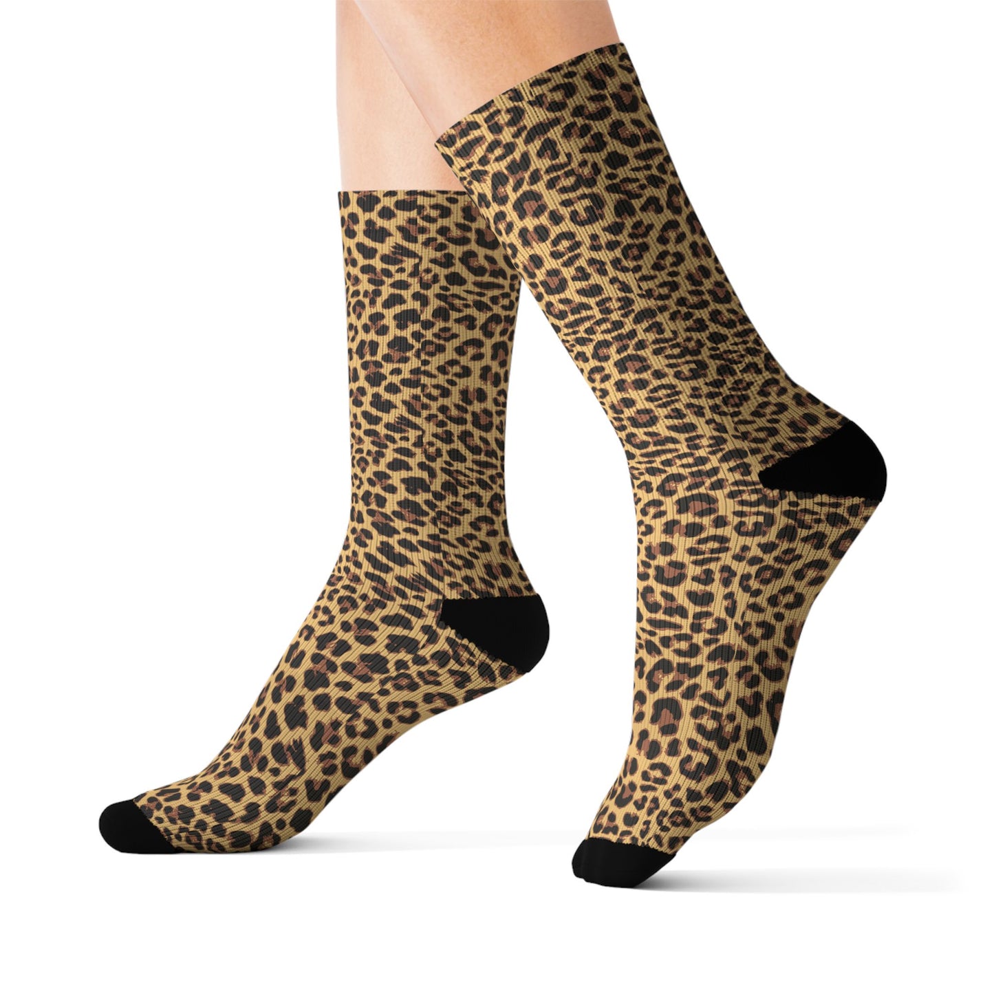 Leopard Print Socks - Womens Cheetah Animal Print Socks - Small, Medium, Large Soft Socks, Ladies Novelty Footwear
