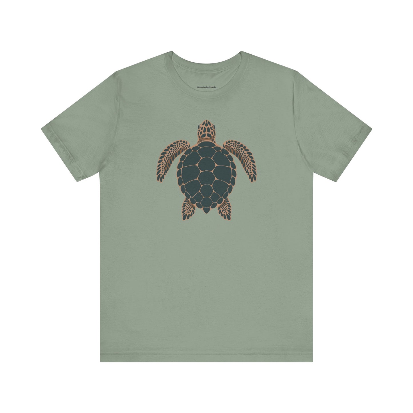 Sea Turtle Illustration Tee | Tropical Coastal Ocean Life, Turtles Design Beach T-Shirt, Cotton Unisex Marine Animals Tees