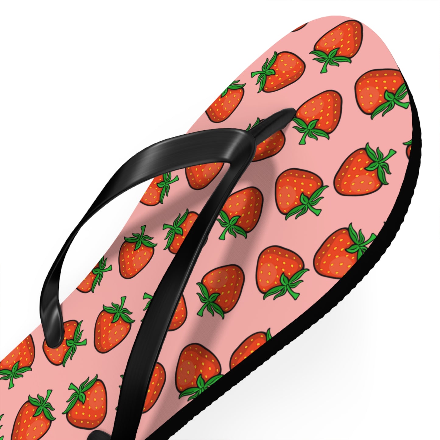 Strawberry Pattern Flip Flops | Pink Strawberries Fruit Summer Beach Sandals, Women's Beach Pool Footwear