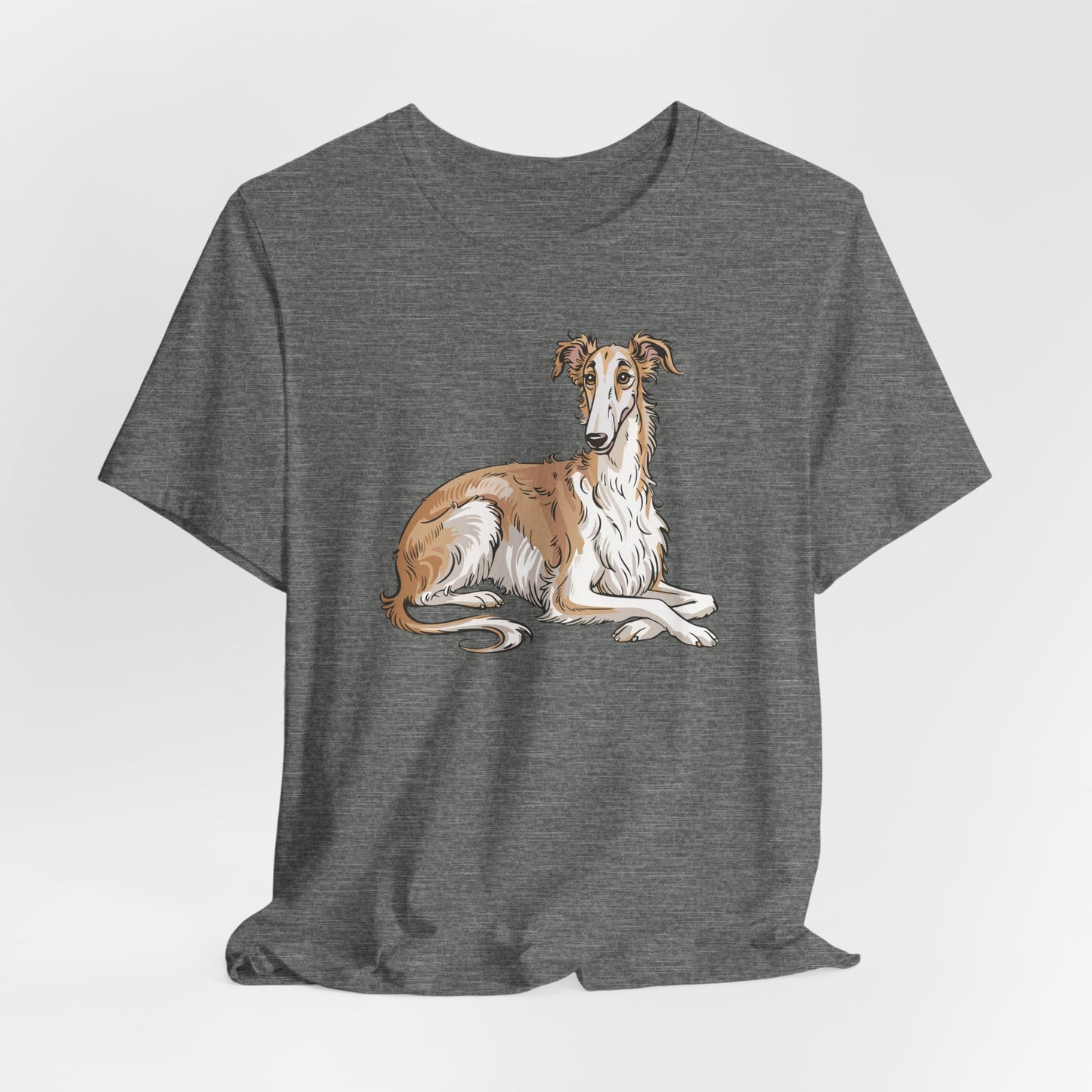 Borzoi Dog Tee | Russuan Hunting Sighthound Dogs Illustration T-Shirt, Cotton Pet Owner Apparel Unisex Shirts