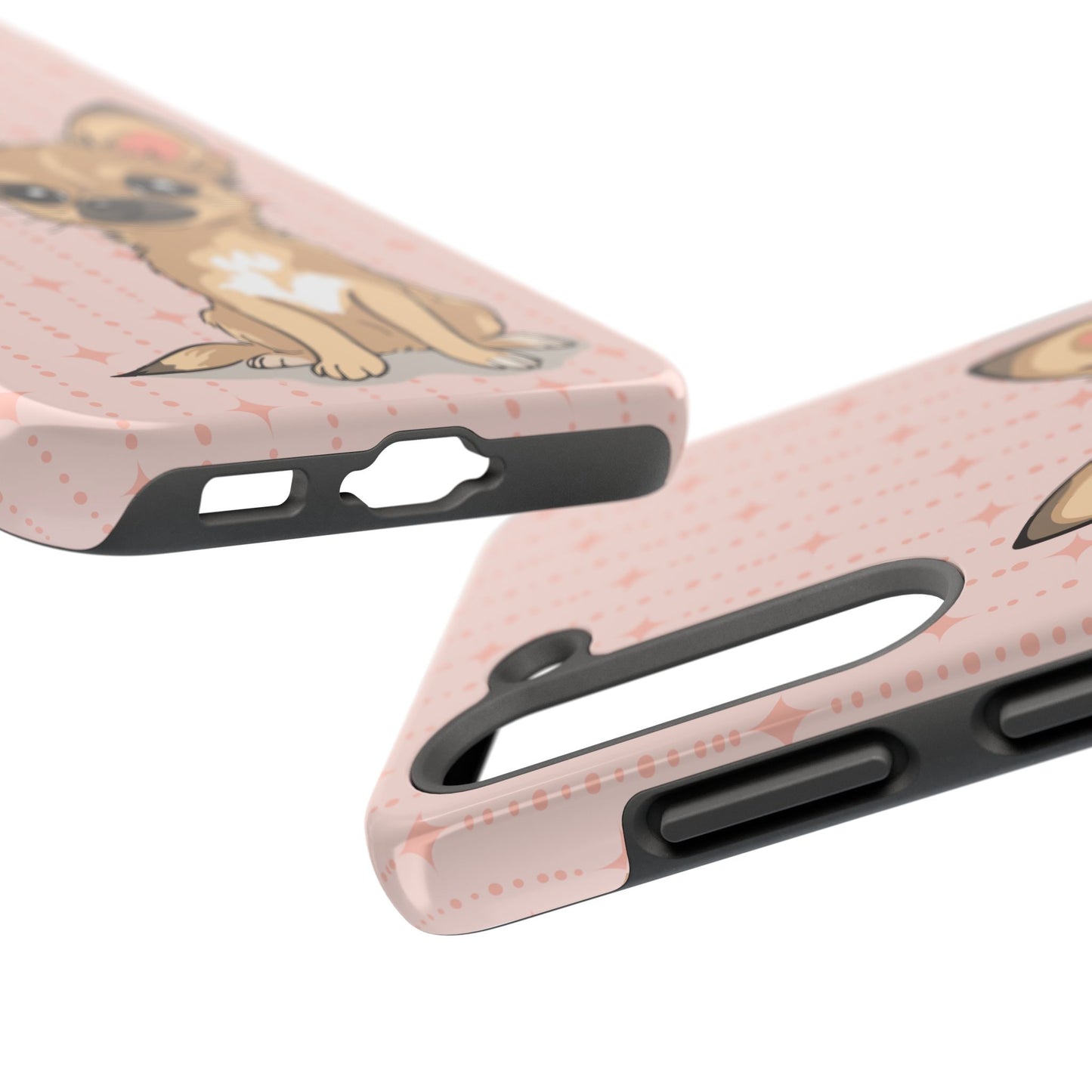 Tan Chihuahua Puppy Dog Phone Case, Tough Phone Cases Pet Dogs Retro Pink Pattern