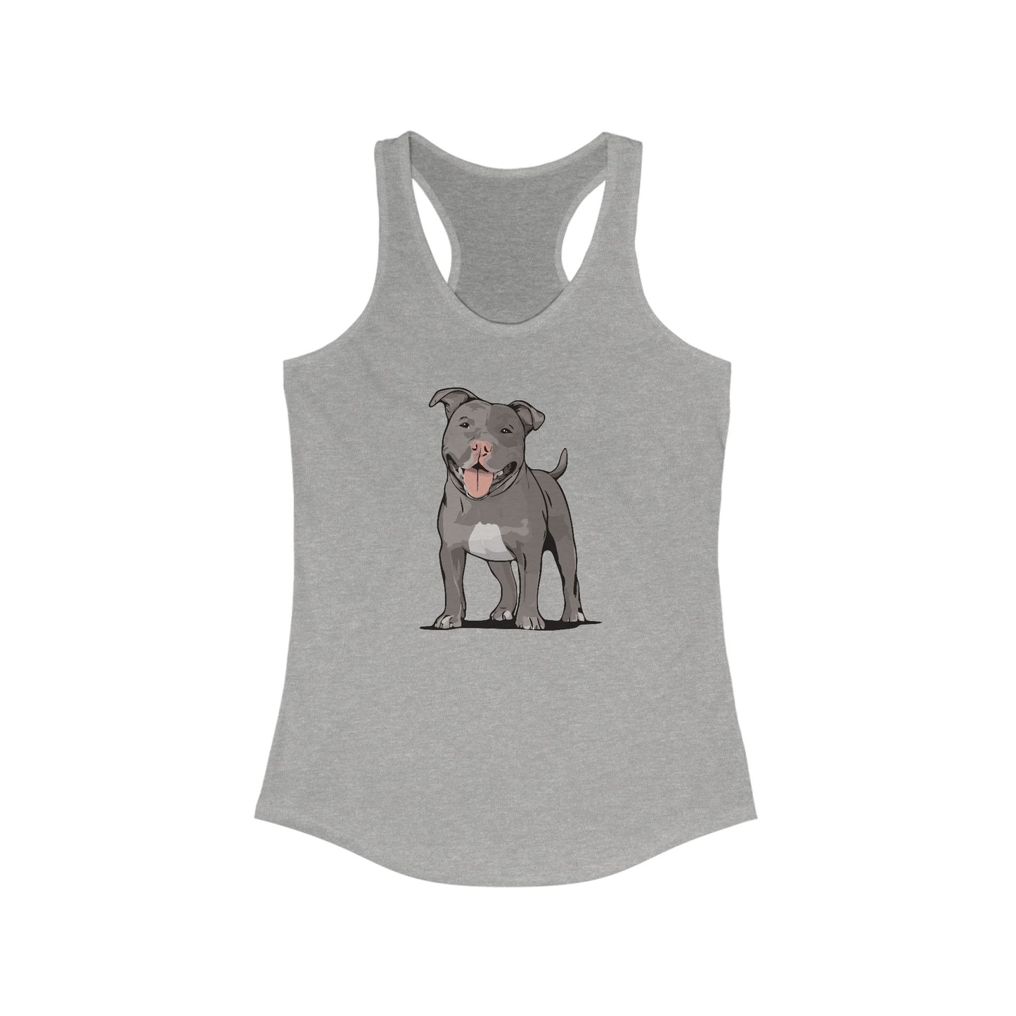 Pitbull Dog Racerback Tank Top, Women's Sleeveless Shirt, Gray Pit Bull Terrier Dogs Tops, Pet Owner Gift For Her