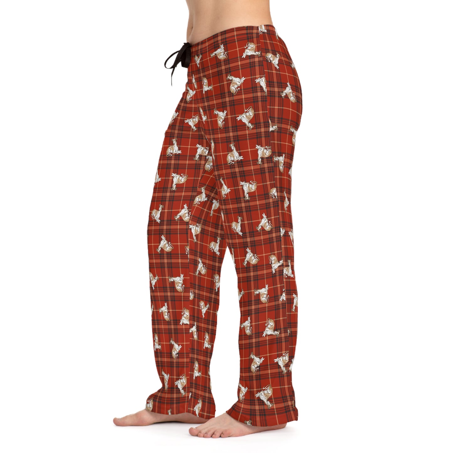 Borzoi Dog Womens Christmas Pajama Pants, Russian Hunting Sighthound Dogs PJ Bottoms Loungewear