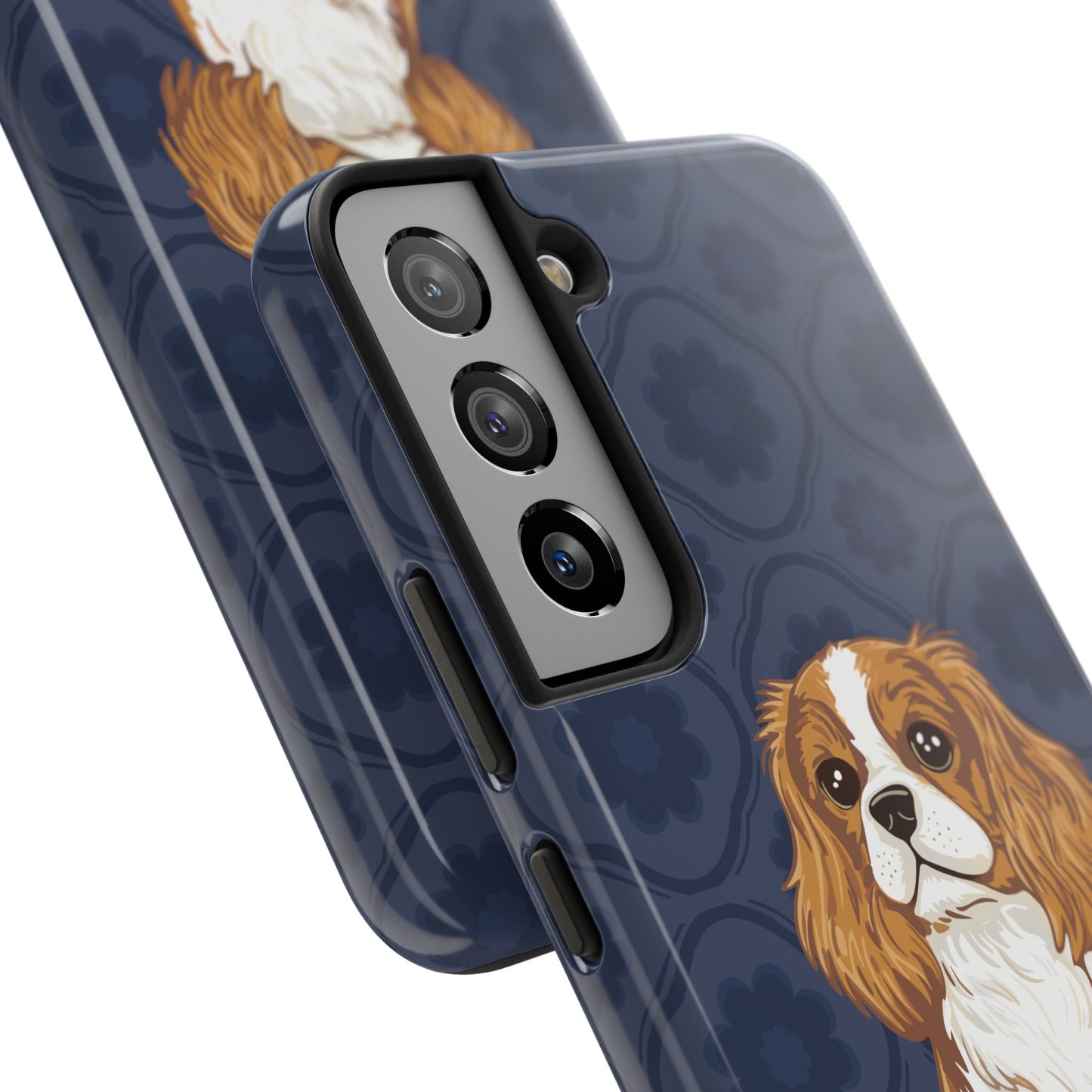 Cavalier King Charles Spaniel Dog Phone Case, Tough Phone Cases Pet Dogs Blue Pattern