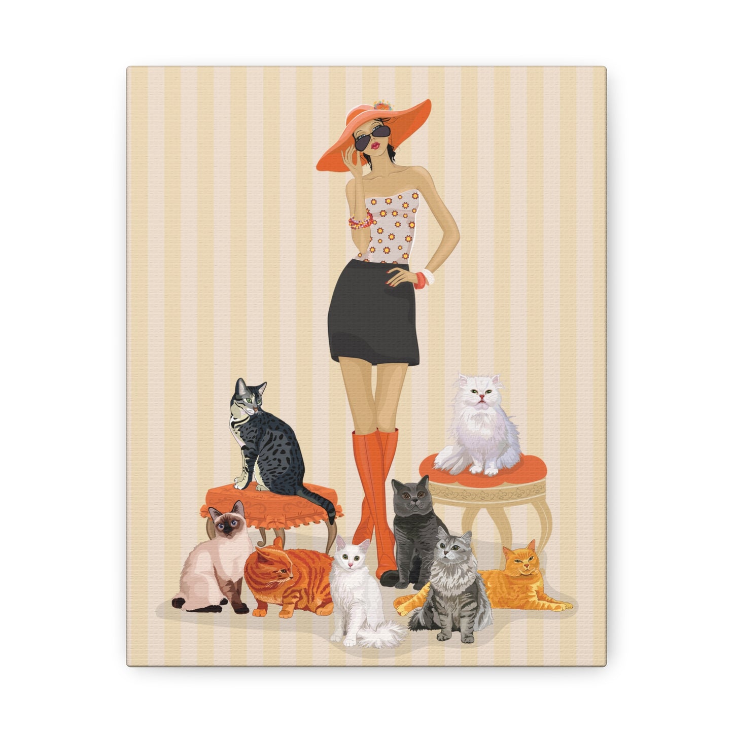 Childless Cat Lady Canvas Gallery Wrap Art Print - Crazy Cat Ladies Cat Mom Wall Art Home Decor